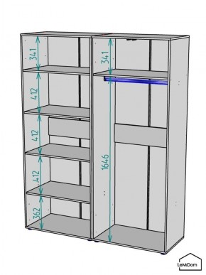 Шкаф Linnea MHR-4-1 2050х1600х510 (Графит-М 11.1.25) в Казани - kazan.mebel24.online | фото 3