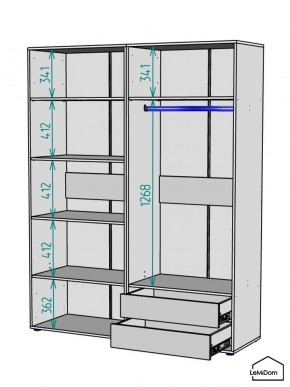 Шкаф Linnea MHR-4PO-2 2050х1600х510 (Белый-М 11.1.2) в Казани - kazan.mebel24.online | фото 3