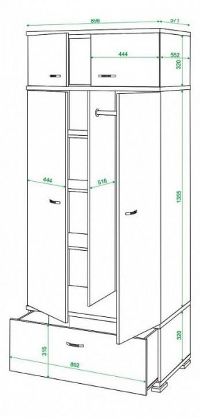 Шкаф платяной Домино КС-20 в Казани - kazan.mebel24.online | фото 3