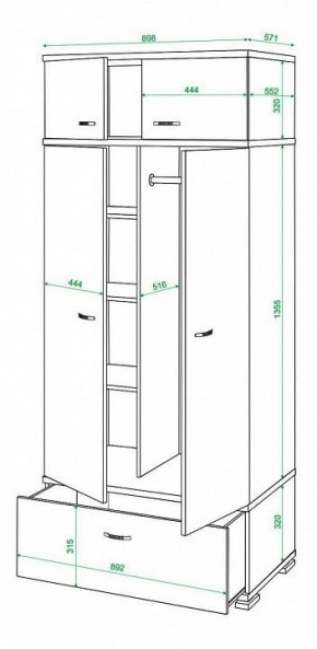 Шкаф платяной Домино КС-20 в Казани - kazan.mebel24.online | фото 3