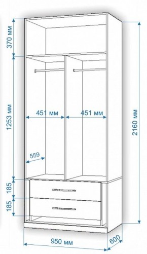 Шкаф платяной Нобиле Пл-95/60 в Казани - kazan.mebel24.online | фото 2