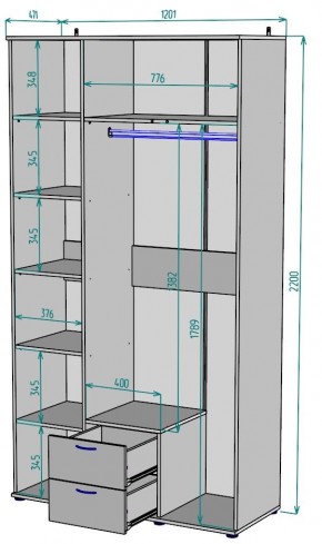 Шкаф с зеркалом Ольга H54_M в Казани - kazan.mebel24.online | фото 2