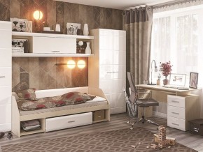 Стол компьютерный Симба Дуб белфорт-Белый глянец в Казани - kazan.mebel24.online | фото 3