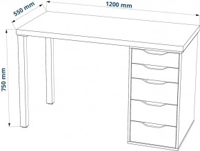 Стол письменный Ингар 1/5Т 120x75x55, дуб беленый/белый в Казани - kazan.mebel24.online | фото 3