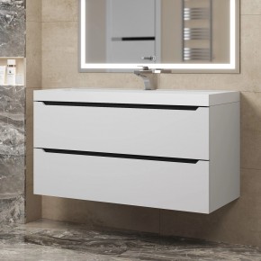 Тумба под раковину Uperwood Tanos 100 см, подвесная, белая/графит в Казани - kazan.mebel24.online | фото