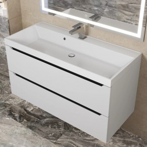 Тумба под раковину Uperwood Tanos 100 см, подвесная, белая/графит в Казани - kazan.mebel24.online | фото 10