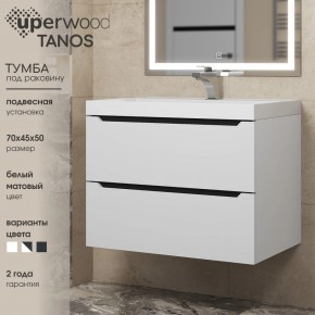 Тумба под раковину Uperwood Tanos 70 см, подвесная, белая/графит в Казани - kazan.mebel24.online | фото 3