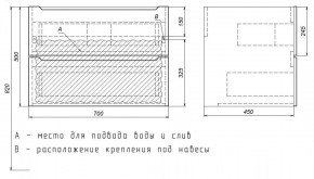 Тумба под раковину Uperwood Tanos 70 см, подвесная, белая/графит в Казани - kazan.mebel24.online | фото 7
