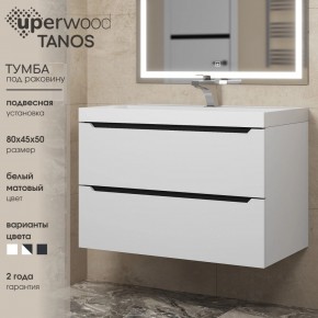 Тумба под раковину Uperwood Tanos 80 см, подвесная, белая/графит в Казани - kazan.mebel24.online | фото 3