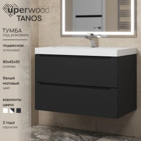 Тумба под раковину Uperwood Tanos 80 см, подвесная, черная матовая в Казани - kazan.mebel24.online | фото 3