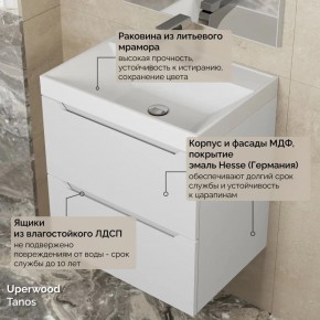 Тумба с раковиной Uperwood Tanos 50 см, подвесная, белая матовая в Казани - kazan.mebel24.online | фото 6