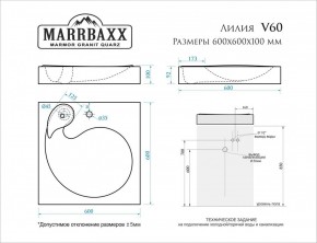 Умывальник над стиральной машиной (600*600х100) Лилия V60 (белый) с кронштейном без сифона (V60) в Казани - kazan.mebel24.online | фото 2