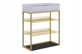 ВЕЛЬВЕТ Обувница (белое дерево/белый матовый/золото) в Казани - kazan.mebel24.online | фото